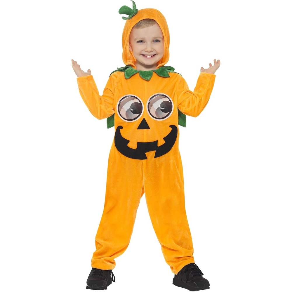 image:imageSmiffys Pumpkin Toddler Costume Orange amp Black with Hooded Jumpsuit amp 3D Printed Eyes Halloween Child Fancy Dress Pumpkin Dress Up Costumes