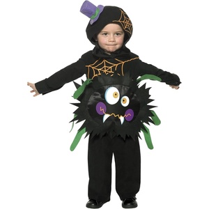 Smiffys, Kinder Jungen Verrückte Spinne Kostüm, Überwurf mit Kapuze, Größe: T1 (Kleinkind Small), 35650