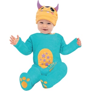 Smiffys Little Monster Baby, Blue All In One & Hat, Halloween Child Fancy Dress, Halloween Dress Up Costumes